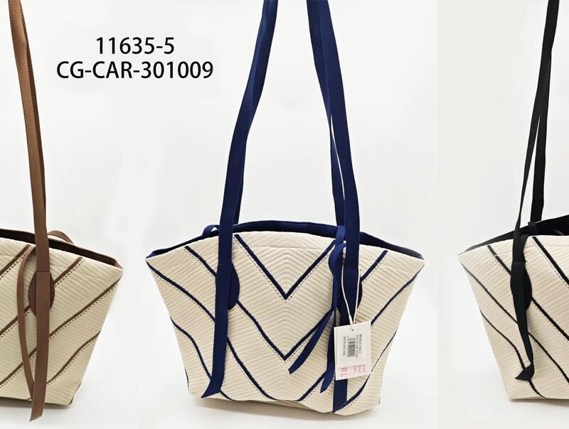 CARTERA DE TELA CON LINEAS DE COLOR