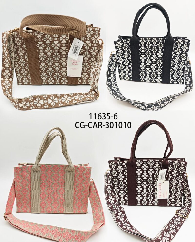 CARTERA DE TELA CON ESTAMPA DE FLORES
