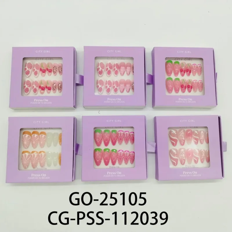 UÑAS PRESS ON ALMENDRA FRUTAS (LILA)