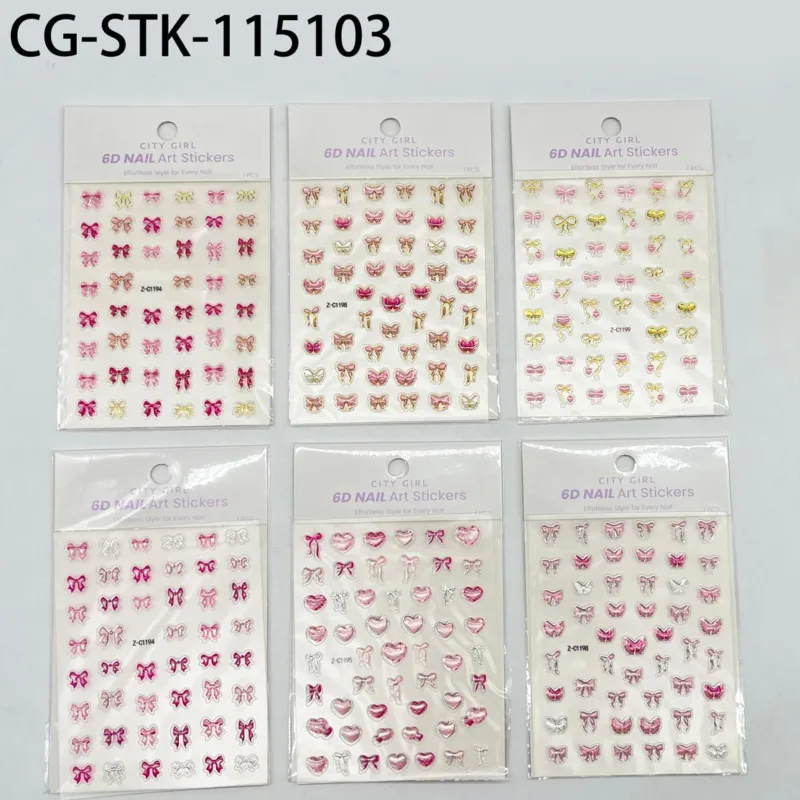 STICKERS PARA UÑAS DE MOÑOS ROMANTICOS