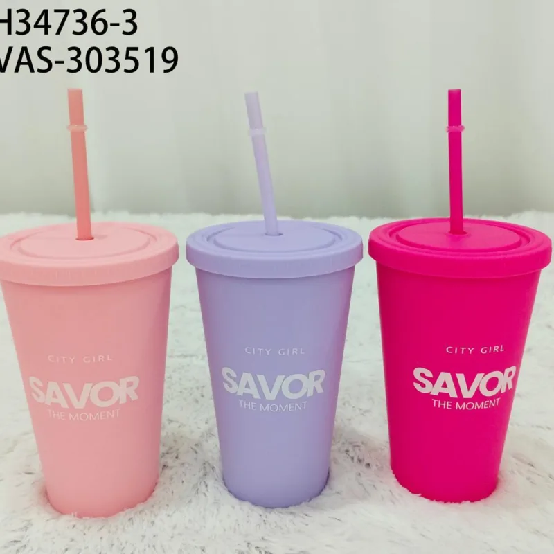 VASO PLASTICO CON SORBETE DE 450ML SAVOR