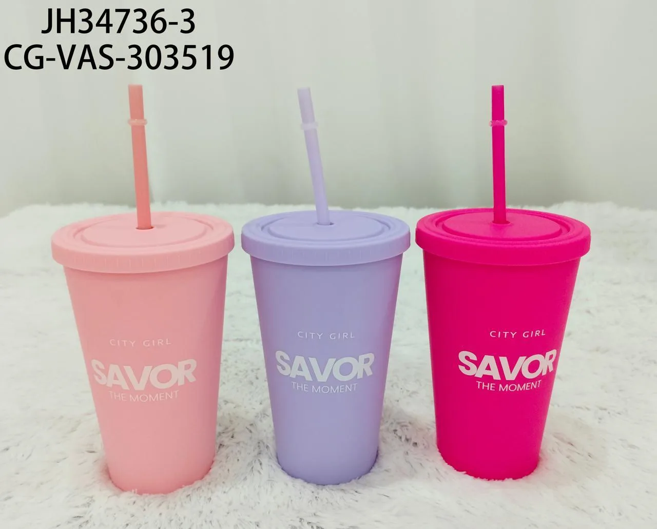 VASO PLASTICO CON SORBETE DE 450ML SAVOR