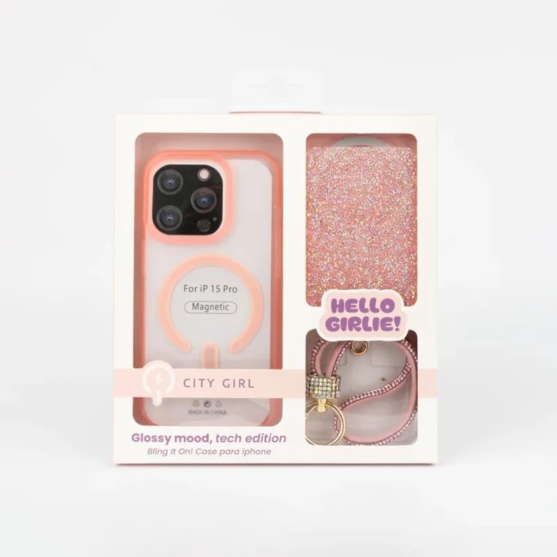 KIT DE FUNDA + LLAVERO PARA IPHONE 15 PRO