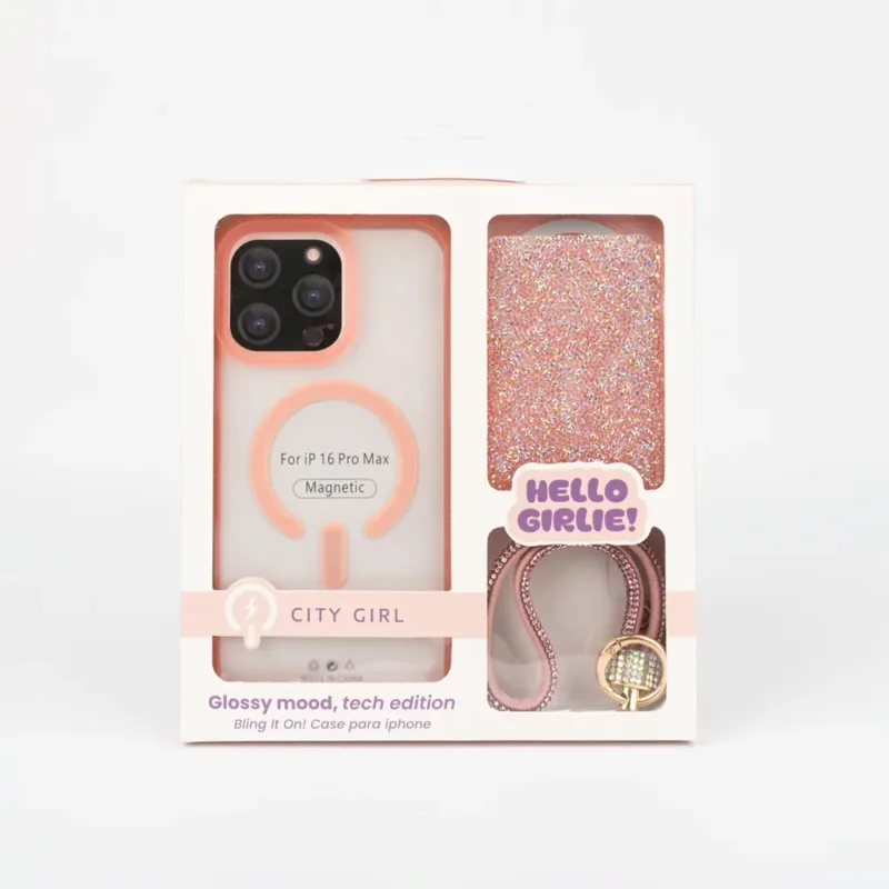 KIT DE FUNDA + LLAVERO PARA IPHONE 16 PRO MAX
