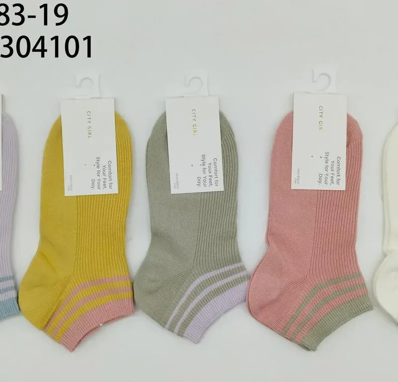 SOQUETES SET UNICOLOR RAYAS PASTEL