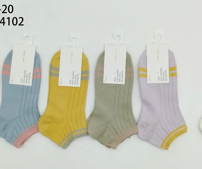 SOQUETES SET UNICOLOR RAYAS PASTEL