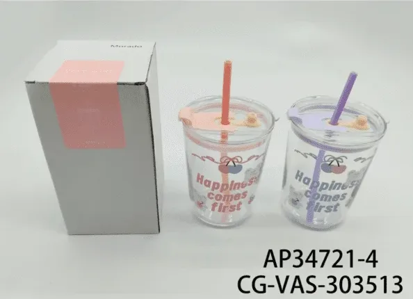 VASO DE VIDRIO DECORADO