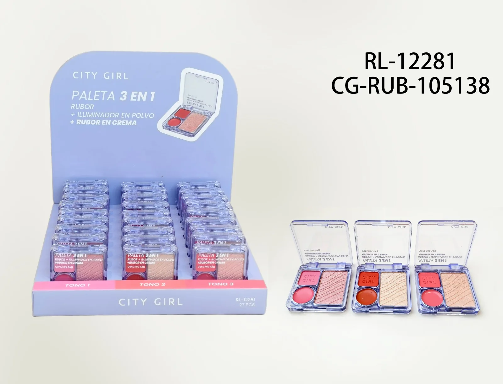 PALETA 3 EN 1 RUBOR+ILUMINADOR+RUBOR EN CREMA