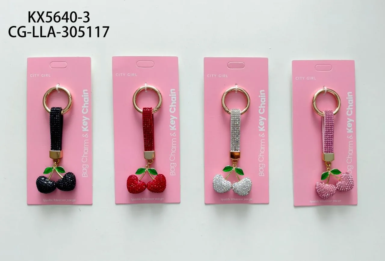 LLAVERO STRASS CEREZA